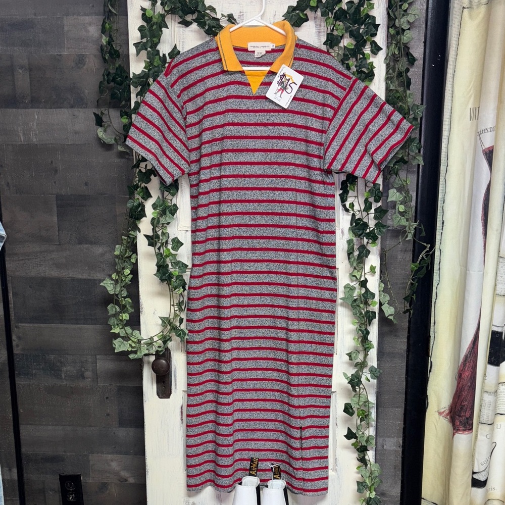 Joseph Waplin Striped Dress with Yellow Collar